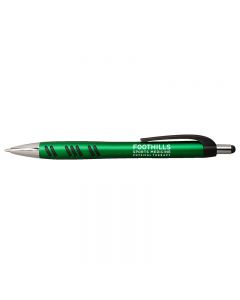 Green Mantaray Stylus Pen W/Silver Trim and Black Strip Grip & Black Ink
